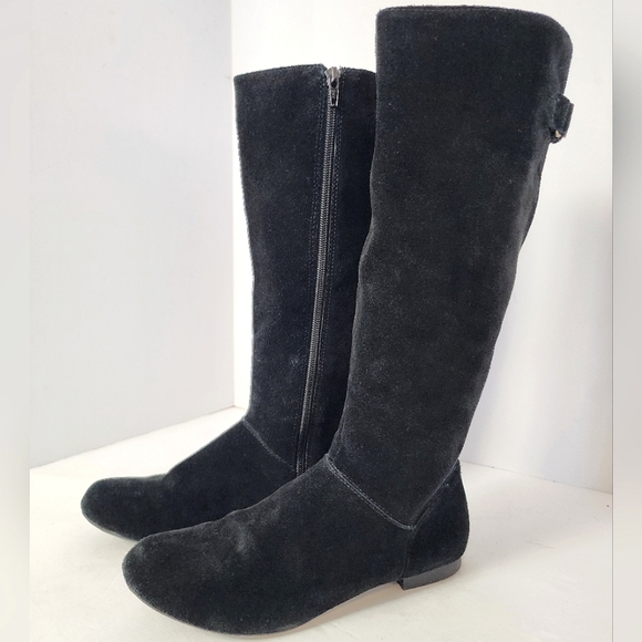 Style & Co Women's Midnight Black Leather Calf-High Side Zipper Flat Boots, sz 7 - Picture 1 of 8